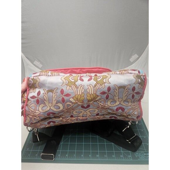 PETUNIA PICKLE BOTTOM Brocade Tote Diaper Bag Baby Backpack Pink - Picture 4 of 16